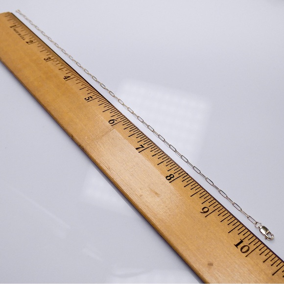 10K Yellow Gold 10” Paper Clip Ankle Bracelet Lobster Clasp 1.19g - New - Picture 3 of 6